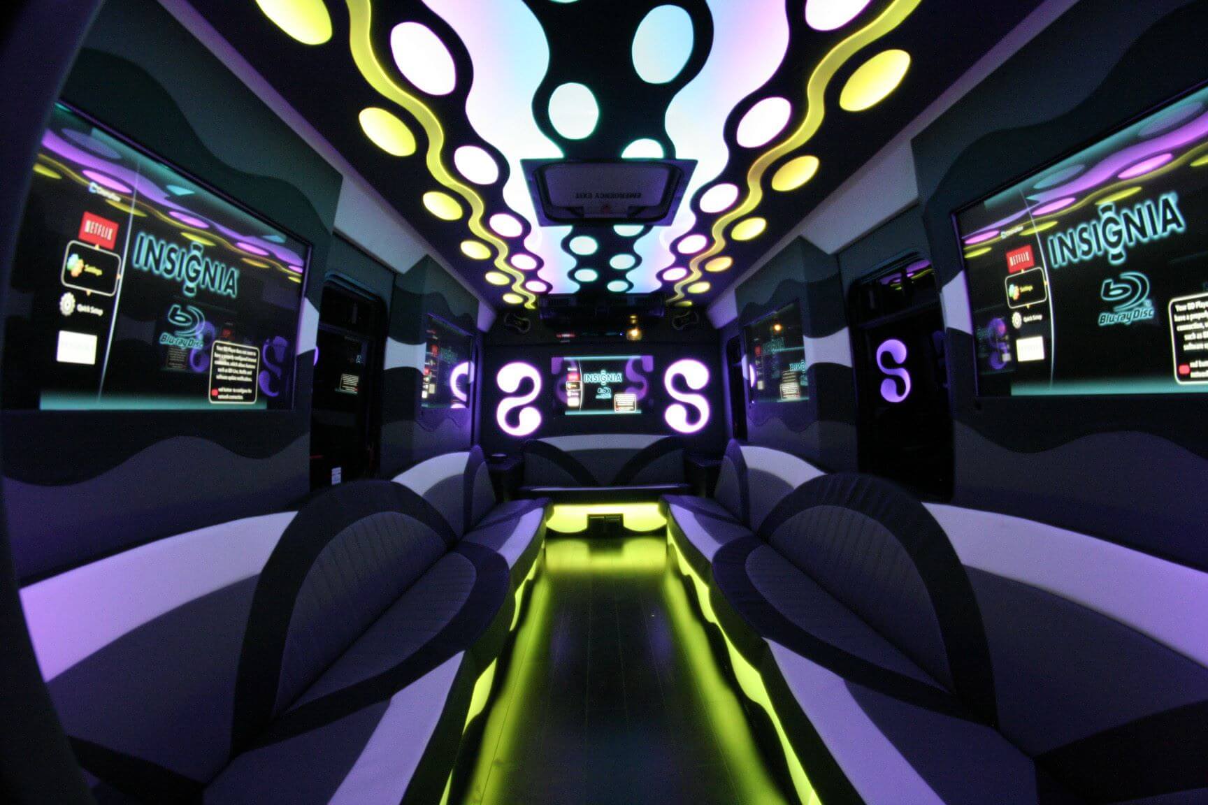 Party bus with built-in bar
